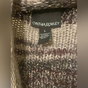 Cynthia Rowley Cardigan Sweater in gray and plum colors